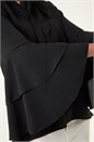 Black Frilled Sleeve Tie Front Top, Image 5 of 5