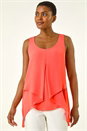 Coral Asymmetric Sleeveless Vest Top, Image 1 of 5