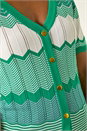 Green Wave Stitch Button Knit Jumper, Image 5 of 5