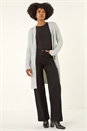 Silver Metallic Longline Knit Cardigan, Image 2 of 5