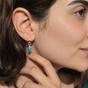 Silver Raw Turquoise December Birthstone Silver Huggies, Image 3 of 4