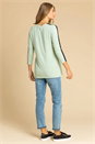 Sage Floral Embellished Contrast Print Top, Image 2 of 4