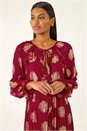 Red Frill Brocade Midi Dress, Image 3 of 4