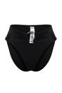Black High Waist Bikini Bottom with Ring Hardware Detail and Shaping Fit, Image 2 of 5