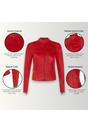 Red Slim-Fit Leather Biker Jacket-Tulsa, Image 3 of 7