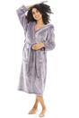 Purple Deep Pile Full Length Fleece Bathrobe, Image 3 of 5