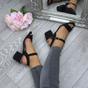 Black AJVANI Black Mid Block Heel Strappy Sandals, Image 5 of 6