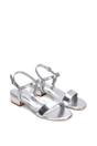 Silver XY LONDON Silver 'Moana' Strappy Low Block Heels With Ankle Strap, Image 5 of 5