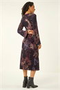 Black Dusk Floral Tie Waist Midi Dress, Image 3 of 5