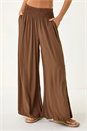 Chocolate Relaxed Ruched Wide Leg Trouser, Image 4 of 5