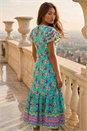 Blue Floral Border Print Maxi Dress, Image 3 of 4