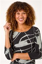 Black Abstract Side Ruched Midi Dress, Image 4 of 7