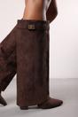 Brown Keira Fold Over Shark Block Heel Point Toe Boots, Image 5 of 5