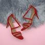 Red AJVANI Red High Heel Crossed Straps Buckle Strappy Sandals, Image 4 of 6