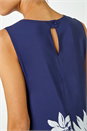 Navy  Floral Print Sleeveless Shift Dress, Image 5 of 5