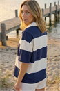Navy  Collared Stripe T-Shirt, Image 3 of 4