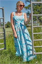 Turquoise Floral Cotton Midi Sun Dress, Image 3 of 5