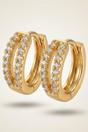 Gold Gold Split Band Crystal Huggie Hoop Earrings - 1cm Brass Hoops, Image 1 of 3