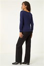 Midnight Blue Embellished Boat Neck Jumper, Image 3 of 5