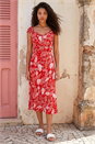 Red Petite Paisley Midi Dress, Image 2 of 4