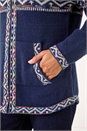 Navy  Jacquard Zip Through Knit Cardigan, Image 7 of 7