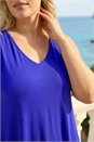 Royal Blue Curve V-Neck Vest Top, Image 4 of 4