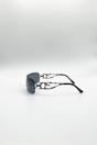 Black Flat Top Racer Rimless In Black, Image 3 of 5