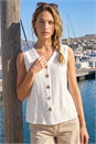 Ivory  V-Neck Button Detail Vest, Image 1 of 4