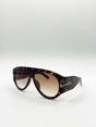 Brown SVNX Brown Oversized Rounded Sunglasses, Image 5 of 7