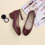 Burgundy Low Block Heel Ankle Strap Court Shoes, Image 4 of 6