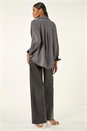 Dark Grey Hotfix Collared Longline Shirt, Image 3 of 5