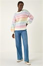 Multi  Rainbow Stripe Knit Jumper, Image 3 of 8