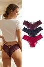 Multi 3 Pack Lace Cross Strap Back Brazilian Briefs, Image 1 of 3