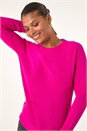 Cerise Plain Soft Crew Neck Jumper, Image 4 of 5