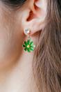 Green Daisy Zircon Dangle Stud Earrings, Image 1 of 3