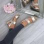 Gold AJVANI Gold Mid Wedge Heel Strappy Slingback Sandals, Image 5 of 6