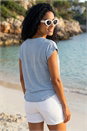 Light Blue  Embroidered Leaf T-Shirt, Image 3 of 4