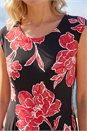 Black Floral Print Stretch Midi Dress, Image 4 of 4