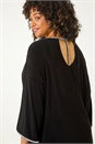 Black Curve Diamante Trim Stretch Top, Image 4 of 5
