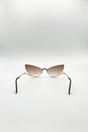 Brown SVNX Brown Butterfly Dimante Rimless Sunglasses In Brown, Image 4 of 4