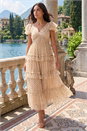 Ivory Polka Dot Frill Mesh Maxi Dress, Image 1 of 4