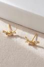 Gold Sterling Silver CZ Leaf Studs, Image 2 of 2