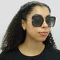 Black Square Top Black on Transparent Black Grey Gradient Sunglasses, Image 5 of 6