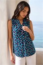 Turquoise Floral Puff Print Vest Top, Image 1 of 4