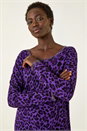 Purple Animal Print Embellished Trim Jumper, Image 1 of 5