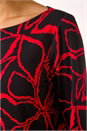 Red Floral Print Contrast Trim Top, Image 5 of 5