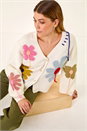 Ivory  Floral Stitch Knit Cardigan, Image 5 of 6