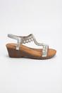 Silver Emma Womens Embellished T-bar Wedge Sandals, Image 4 of 8