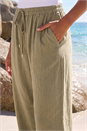 Khaki Cropped Linen Blend Trouser, Image 4 of 4