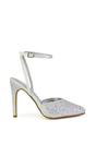 White XY LONDON White 'Indyah' Diamante 2 Part Shoes Ankle Strap Stiletto High, Image 1 of 5